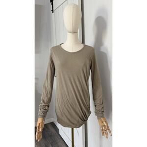 DRKSHDW BY RICK OWENS LONG SLEEVE DRAPED TEE SHIRT TOP TAUPE Women’s Size M